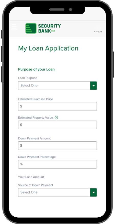 Image of iPhone displaying home loan app
